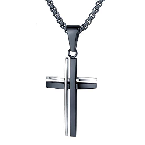 FaithHeart Kreuz Anhänger Halskette Jesus Geschenk für- Edelstahl Kruzifix Anhänger mit 55cm Venezianerkette mit Gravur von FaithHeart