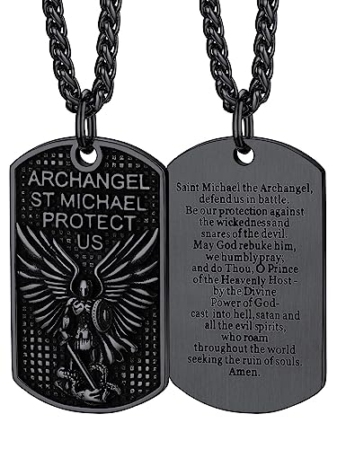 FaithHeart Schwarz Erzengel Michael Anhänger, Heiliger Michael Amulett Schutzpatron Anhänger Religiöser Schmuck für Geburtstag Weihnachten von FaithHeart