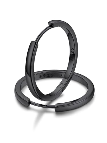 FaithHeart Schwarz Ohstecker für Herren Punk Helix Piercing Groß Ohrringe 20MM Huggie Creolen Silber 925 Damenohrringe Klappcreolen Ohrpiercing Ohrschmuck Geburtstag von FaithHeart