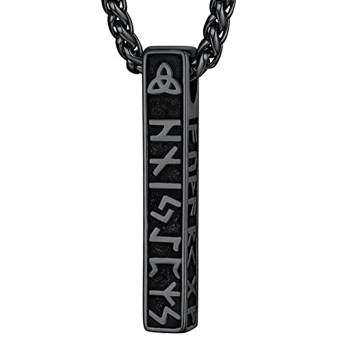 FaithHeart Schwarz Rune Anhänger Halskette für Herren Männer Nordischer Wikinger Schmuck mit Geschenkebox für Freunden Ehemann von FaithHeart