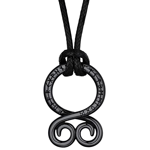 FaithHeart Schwarz Rune Anhänger Halskette für Herren Männer Nordischer Wikinger Schmuck mit Geschenkebox für Freunden Ehemann von FaithHeart