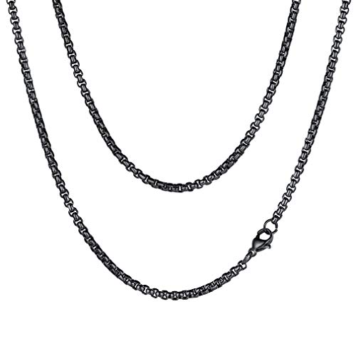FaithHeart Schwarz Venezianerkette für Damen und Herren, 3MM Breit 45cm Lang Venezianerkette Halskette mit Geschenkebox für Freunden Ehemann Papa von FaithHeart