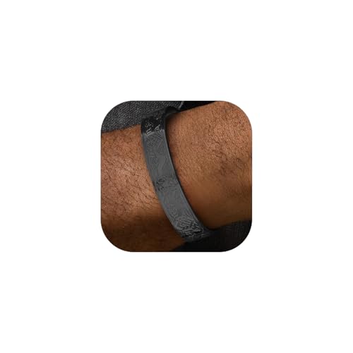 FaithHeart Schwarz Viking Armreif für Herren Männer Punk Gotik Wikinger Armband Offener Armschmuck mit Geschenkebox für Geburtstag Weihnachten von FaithHeart