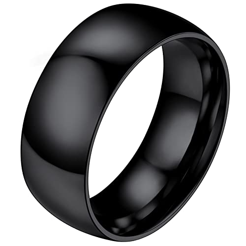 FaithHeart Schwarz hochgepoliert Vorsteckring für Damen Mädchen 8mm Statement Ring Bandring Ehering Verlorbungsring Trauring für Hochzeit Party von FaithHeart