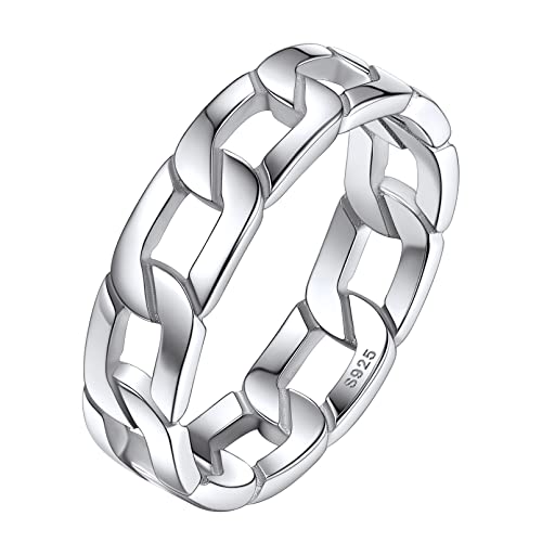 FaithHeart Silber Bandring für Damen Mädchen 925 Panzerkette Fingerring Verlorbungsring Hochzeitsring für Weihnachten Valentinstag Hochzeit von FaithHeart