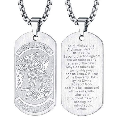 FaithHeart Silber Dog Tag mit Saint Michael Anhänger Herren Silberkette Engel Anhänger Schutzengel Schmuck für Damen und Herren… von FaithHeart