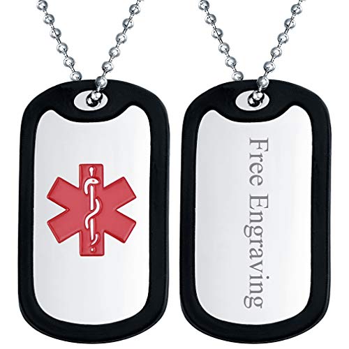 FaithHeart Silber Erkennungsmarke mit Gravur Edelstahl Militärischen Erkennungsmarken mit medizinischem Kreuz für Religiöser Leute von FaithHeart