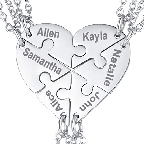 FaithHeart Silber Puzzle Kette mit Namen Gravur für Edelstahl Freundschaftskette für Geburtstag/Weihnachten von FaithHeart