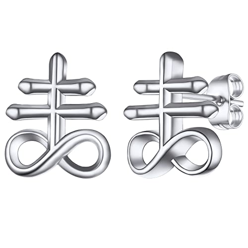 FaithHeart Silber Satanic Leviathan Kreuz Schwefel Symbol Ohrstecker aus Edelstahl Punk Gothic Ohrstecker für Damen und Herren von FaithHeart