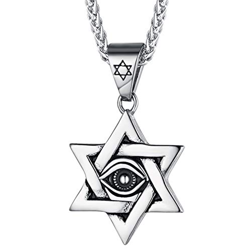 FaithHeart Silberkette mit Auge von Gottes Anhänger Jüdischer Davidstern Modenschmuck Schmuck mit Geschenkebox für Damen und Herren von FaithHeart