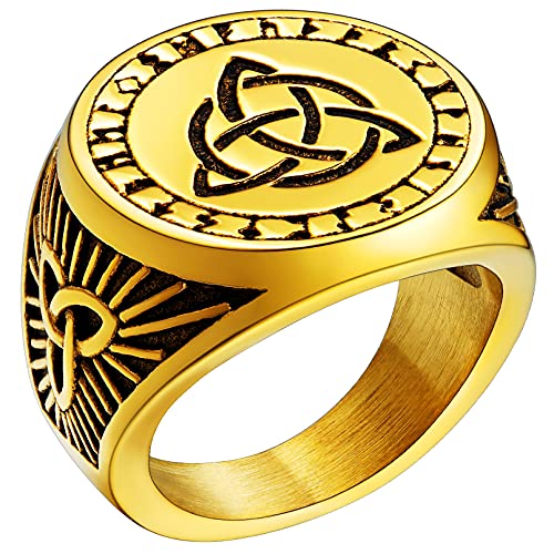 FaithHeart Skandinavischer Fingerring mit Keltischer Knot goldener Rune Ring Wikinger Style Fingerring mit Rune Partnerring Freundschaftsring für Paar Pärchen FaithHeart Skandinavischer Fingerring mit Keltischer Knot goldener Rune Ring Wikinger Style Fingerring mit Rune Partnerring Freundschaftsring für Paar Pärchen von FaithHeart