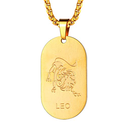 FaithHeart Sternzeichen Löwe Anhänger Edelstahl ketteanhänger mit Namen Datum Gravur Beste Freundschaftskette von FaithHeart