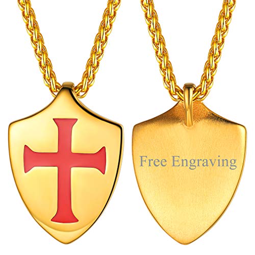 FaithHeart Tempelritter Kreuz Schild Anhänger personalisierte Herren Tempelritter Kette mit Kreuz für Vater/Freunden von FaithHeart