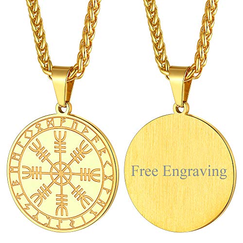 FaithHeart Vergoldet Wikinger Amulett Aegishjalmur Anhänger Herren Talisman Anhänger Namen Kette für Kinder und Jugendlichen von FaithHeart