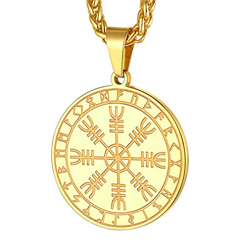 FaithHeart Vergoldet Wikinger Amulett Aegishjalmur Anhänger Herren Talisman Anhänger für Kinder und Jugendlichen von FaithHeart