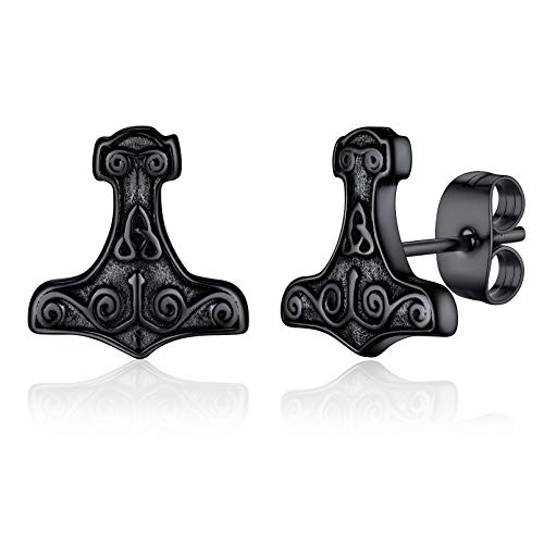 FaithHeart Viking Mjölnir Ohrstecker für Herren Damen Punk Retro Wikinger Thors Hammer Ohrstecker mit Geschenkebox Gothic Viking Ohrschmuck für Geburtstag Weihnachten von FaithHeart