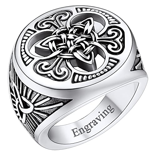 FaithHeart Vintag Retro Fingerring Damen Mädchen Irischer Triquetra Siegelring personalisierter Keltischer Knot Accessoires Partnerring Freundschaftsring für Valentinstag Geburtstag von FaithHeart