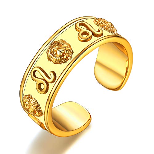 FaithHeart Vintag Ring Horoskop Ring Sternzeichen Löwe Ring Offener verstellbarer Ring mit Geschenkebox für Mama Freundin von FaithHeart