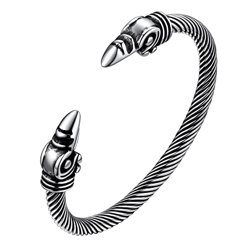 FaithHeart Wikinger Armreif Edelstahl Raven Armband Punk Raben von Odin Armbänder Wikinger Amulett Schmuck Verdrehtes Armband für Freunden Ehemann Vater FaithHeart Wikinger Armreif Edelstahl Raven Armband Punk Raben von Odin Armbänder Wikinger Amulett Schmuck Verdrehtes Armband für Freunden Ehemann Vater von FaithHeart
