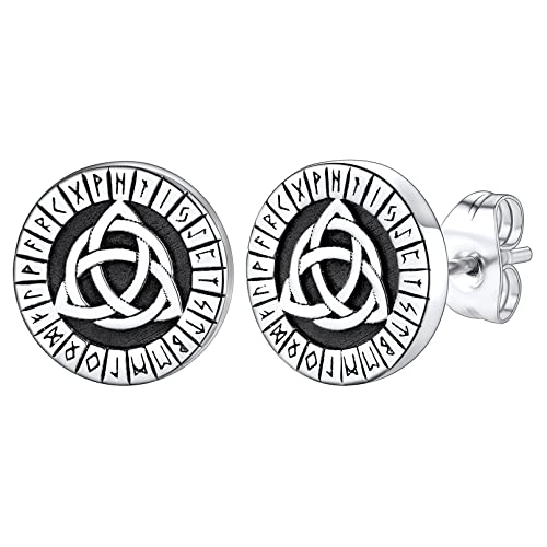 FaithHeart Wikinger Keltischer Knot Ohrstecker mit Rune Symbol Piercing Ohrstecker mit Rune für Weihnachten Geburtstag Vatertag von FaithHeart