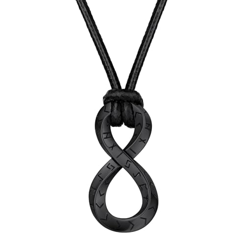 FaithHeart Wikinger Rune Anhänger für Herren Damen, Infinity Unendlichkeit Schmuck mit Rune Symbol, Wikinger Amulett mit Geschenkbox für Weihnachten Geburtstag von FaithHeart