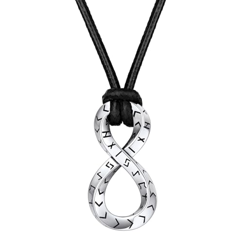 FaithHeart Wikinger Rune Halskette für Damen Herren, Unendlichkeit Halskette mit Rune Symbol, Infinity Schmuck mit Geschenkbox für Muttertag Valentinstag von FaithHeart