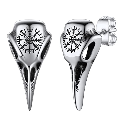 FaithHeart Wikinger Vegvisir Ohrstecker für Herren Jungen Punk Gotik Viking Kompass Ohrschmuck mit Geschenkebox für Wikingerfest Geburtstag Vatertag von FaithHeart