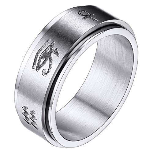 FaithHeart damen herren Spinnerring in Ringgröße 65 Horus Auge Meditaitons Fingerring Drehbarer Fingerring mit Geschenkebox für Weihnachten Valentinstag Geburtstag von FaithHeart