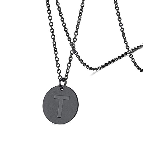 FaithHeart damenkette mit Buchstabe T Rundeanhänger Edelstahl namenkette von FaithHeart