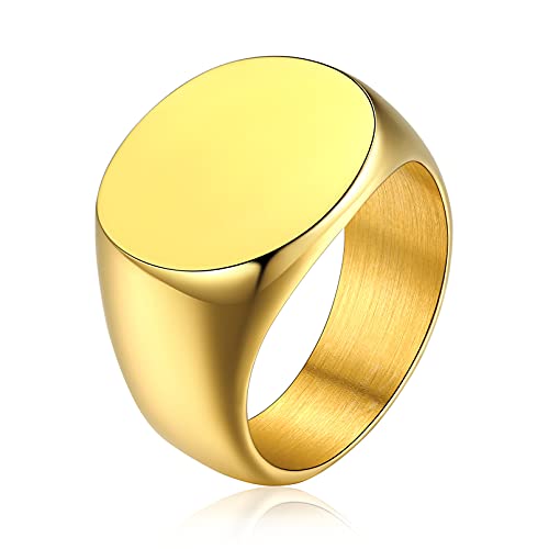 FaithHeart glänzed Ovalsiegelring Punk Style Bandring Fingerring Hochgepoliert Partnerring Einfach Hip pop Fingerring mit Geschenkebox für Herren Jungen von FaithHeart