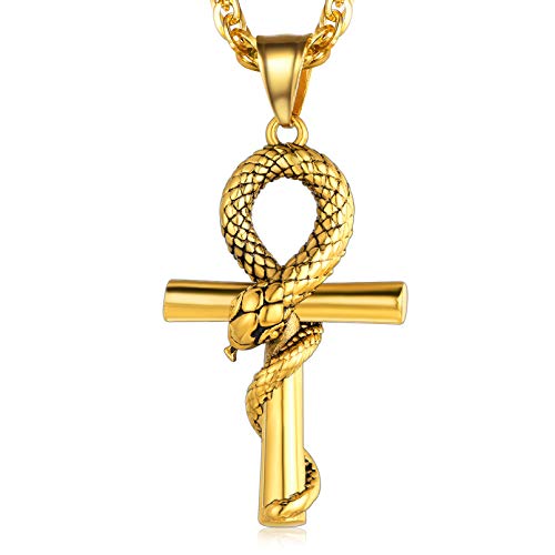 FaithHeart gold Ägyptischer Ankh Kreuzkette für Herren Jungen Vintage ägyptische schlange kreuzkette männliche Ägyptischer Amulett für Männer und Jungen von FaithHeart