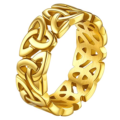 FaithHeart goldener Bandring für Damen Mädchen Fingerring 7.5mm breit Ewigkeitring Verlorbungsring für Weihnachten Valentinstag von FaithHeart