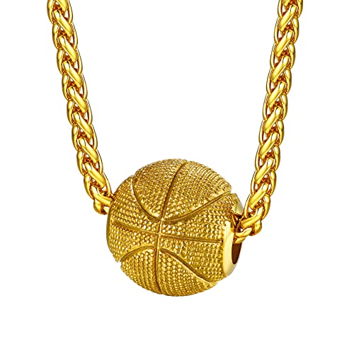 FaithHeart goldener Basketball Anhänger Kette für Herren Männer Halskette mit Basketball Anhänger Charm Sport Anhänger Schmuck für Freunden Ehemann Vater von FaithHeart