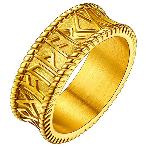 FaithHeart goldener Fingerring für Herren Männer Punk Retro Fingerring Bandring mit Geschenkebox für Geburtstag Weihnachten von FaithHeart