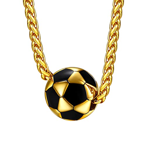 FaithHeart goldener Fußball Anhänger für Herren Männer Halskette mit Fußball Anhänger Charm Sport Anhänger Schmuck für Freunden Ehemann Vater von FaithHeart