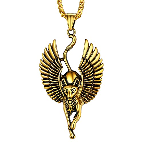 FaithHeart Vintag Ägyptischer Bastet Anhänger für Damen Herren Goldener Ägyptischer Schmuck Bastet Katze Halskette für Weihnachten Geburtstag Muttertag von FaithHeart