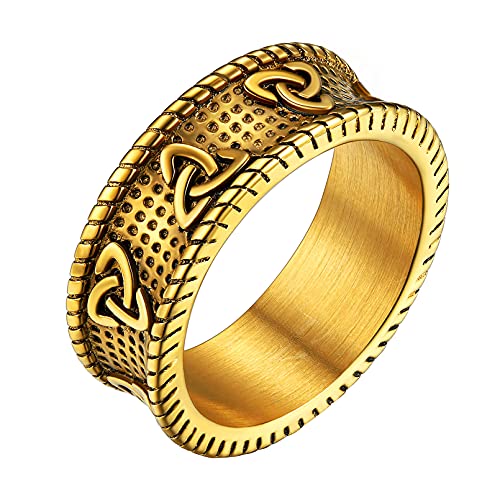 FaithHeart goldener Siegelring Fingerring 8mm breit Bandring Triquetra Keltischer Knot Ring für Damen Mädchen FaithHeart goldener Siegelring Fingerring 8mm breit Bandring Triquetra Keltischer Knot Ring für Damen Mädchen von FaithHeart