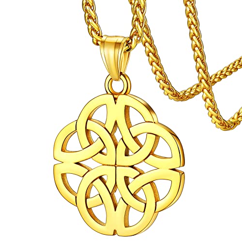 FaithHeart goldener Keltischer Knot Anhänger Kette für Herren Damen Vintage Irischer Triquetra Knot Kette für Paar Pärchen Ehepaar von FaithHeart