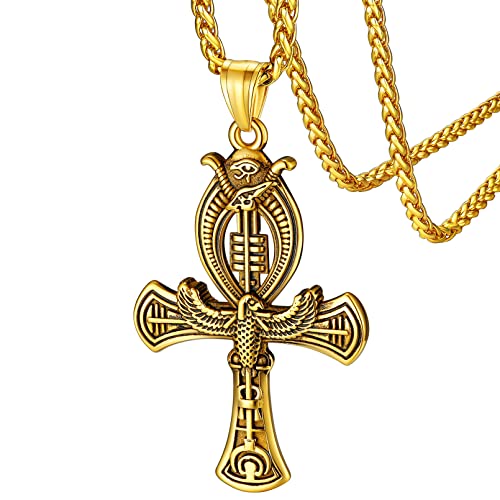 FaithHeart goldener Kreuz Kette mit Falke Anhänger Vintag Ägyptischer Amulett für Freunden Ehemann von FaithHeart