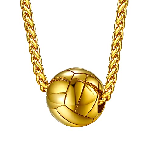 FaithHeart goldener Volleyball Anhänger Kette für Herren Männer Halskette mit Volleyball Anhänger Charm Sport Anhänger Schmuck für Freunden Ehemann Vater von FaithHeart