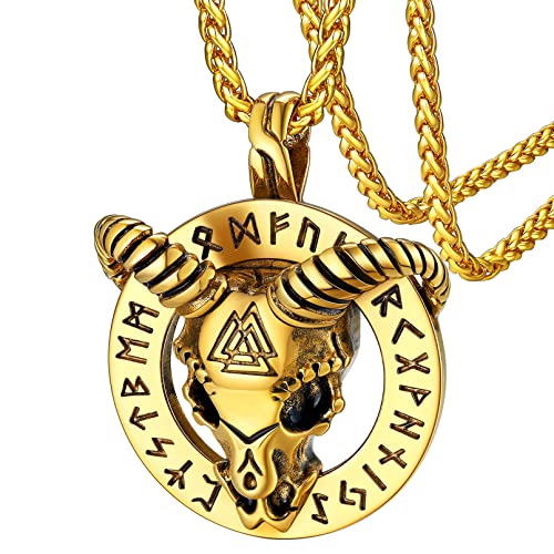 FaithHeart herren Anhänger Satan Ziegenkopf Pentagramm Anhänger mit Rune Symbol für Vatertag Geburtstag von FaithHeart