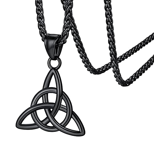 FaithHeart herren Damen Keltischer Knot Anhänger Schwarz Wikinger Halskette Schmuck für Weihnachten Valentinstag von FaithHeart