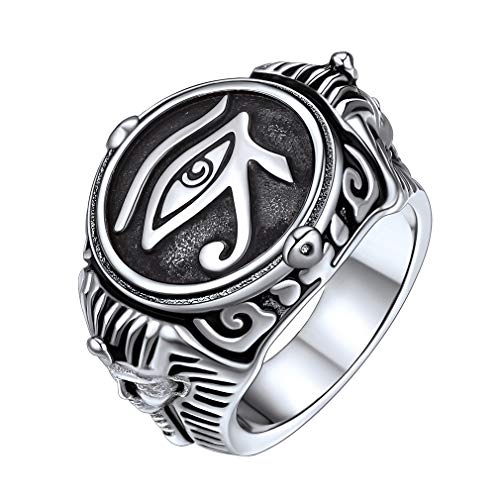 FaithHeart herren Fingerring Horus Auge Ring edelstahl Heiliger Bandring Siegelring mit geschenkebox für Vatertag Muttertag von FaithHeart