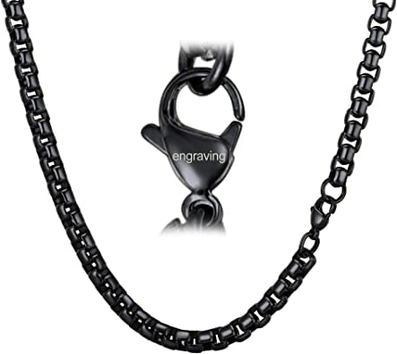 FaithHeart herren Kette, Schwarz Venezianerkette Halskette für Damen und Herren, Punk 6MM Breit 50cm Lang Kette, Personalisierte Geschenke für Vater/Freunden/Sohn von FaithHeart