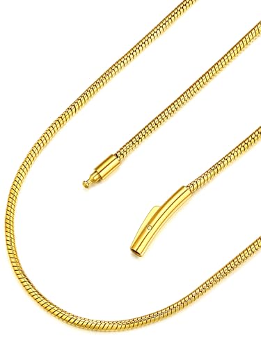 FaithHeart Herren Schlangenkette Gold 50cm lang Damen Halskette mit Gravur Personalisierter Schmuck für Mama Freundin von FaithHeart