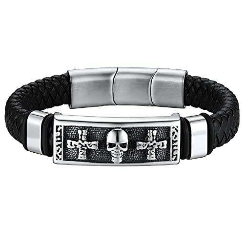 FaithHeart Herren männer Totenkopf Armreif Punk Armband Retro Skull Schädel 23cm lang Armband mit Geschenkebox für Vatertag Geburtstag von FaithHeart