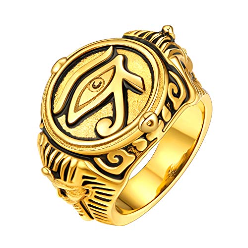 FaithHeart herren ringe Horus Auge Fingerring herren Heiliger Bandring goldener Siegelring mit geschenkebox für Vatertag Muttertag von FaithHeart