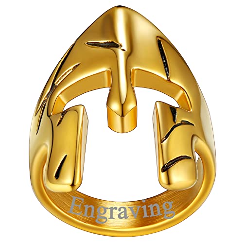 FaithHeart personalisierbarer Herren Damen Sparta Helm Ring in Größe 54 Vintage Sparta Helm Fingerring Punk Siegelring Biker Ring für Weihnachten Geburtstag von FaithHeart