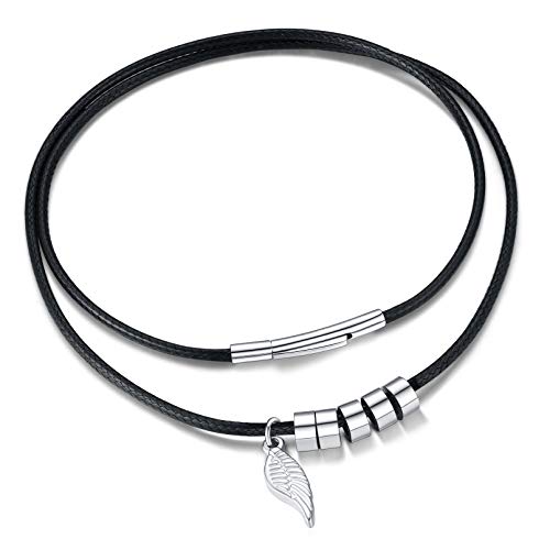 FaithHeart personalisierte Halskette mit 5 Beads 45cm lang Kunstleder Kette mit Text/Namen Gravur Jungen Damen Lederkette Partnerkette Freundschaftskette FaithHeart personalisierte Halskette mit 5 Beads 45cm lang Kunstleder Kette mit Text/Namen Gravur Jungen Damen Lederkette Partnerkette Freundschaftskette von FaithHeart