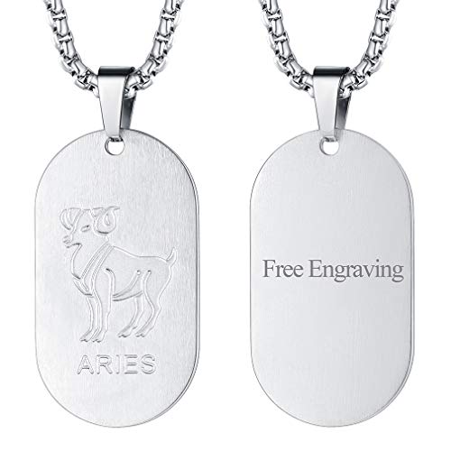 FaithHeart personalisierter Edelstahl 12 Sternzeichen-Serie der Widder- Dog Tag Halskette mit Geschenkebox von FaithHeart